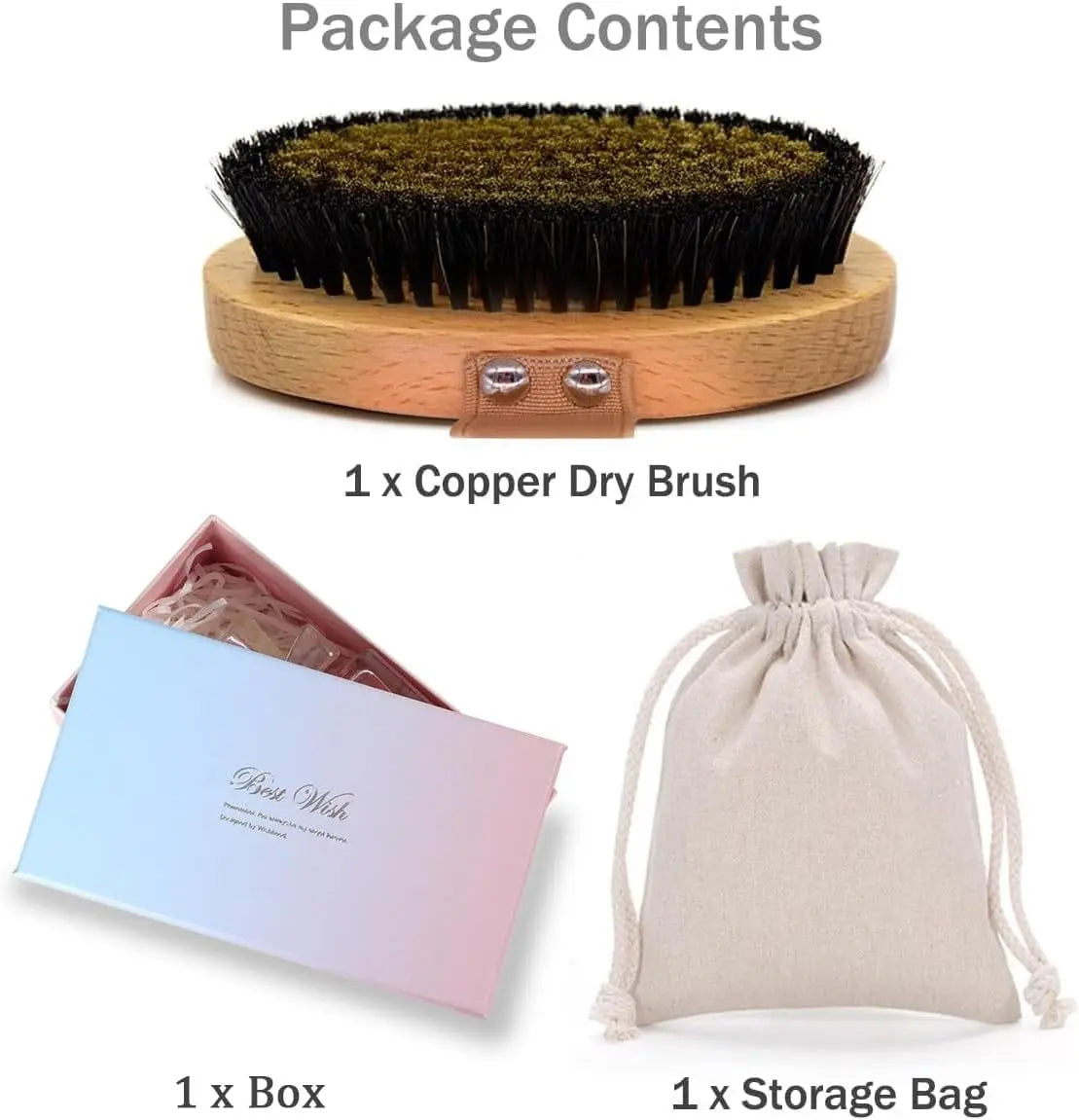 Copper Dry Brushing Body Brush with Ion Charged Bristles Dry Brush for Lymphatic Drainage, Exfoliating Body Brushs,Reduce Stress Veryond