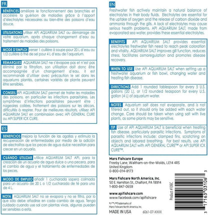 Mars Fishcare API Freshwater Aquarium Salt 67 Oz Box For Healthy Fish Electrolytes All Natural - Animals & Pet Supplies > Pet Supplies > Fish & Aquatic Supplies > Aquarium Water Treatments > Water Conditioners Fish supplies
