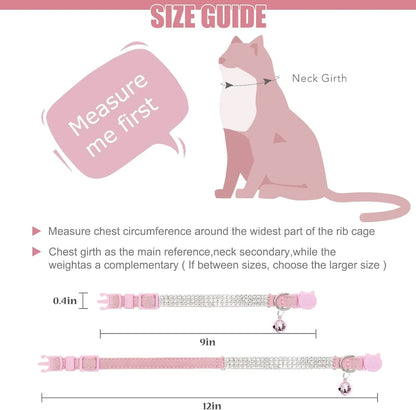 EXPAWLORER Expawlorer Soft Velvet Breakaway Cat Collar With Rhinestones Adjustable Nine To Twelve Inches - Animals & Pet Supplies > Pet Supplies > Pet Collars & Harnesses > Breakaway & Safety Collars cat