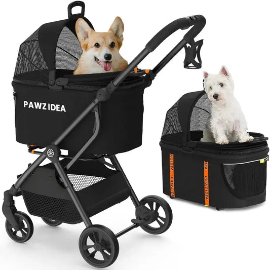 Pet Stroller 4 in 1, Dog Strollers for Small/Medium Dogs/Cats with Detachable Carrier No-Zip Canopy, Seatbelt Puppy Car Does not apply