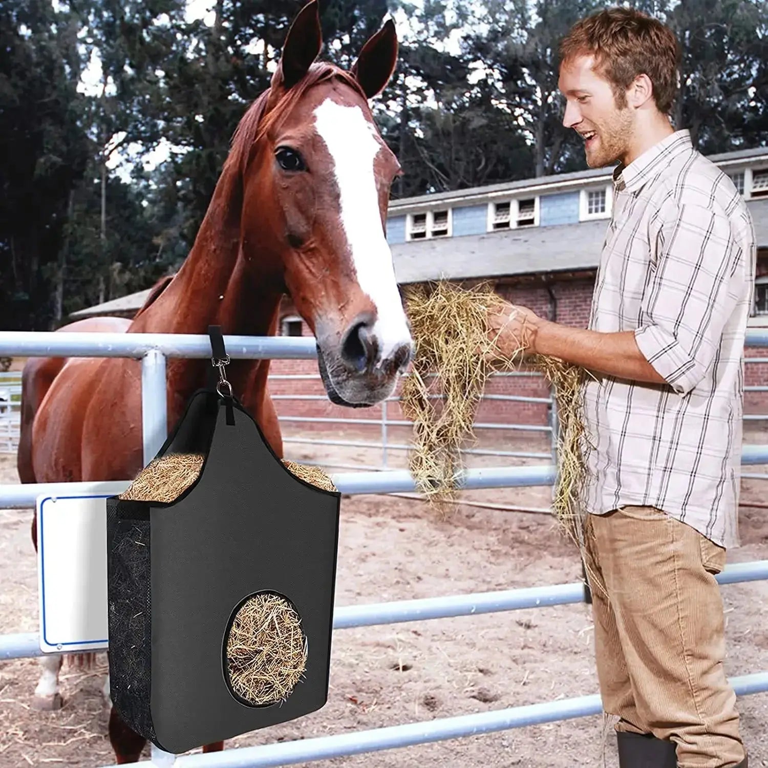 Hay Bag for Horse Pouch Oxford Feeding Waterproof Animals Feeder Hay Sheep Horse Accessories Equestrian Equipment Farm Supplies Excel Pets