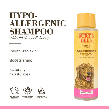 Excel Pets Burt's Bees Natural Hypoallergenic Shea and Honey Dog Shampoo For Sensitive Skin Puppies Tearless - Animals & Pet Supplies > Pet Supplies > Pet Grooming Supplies > Pet Shampoo & Conditioner > Shampoos Dog