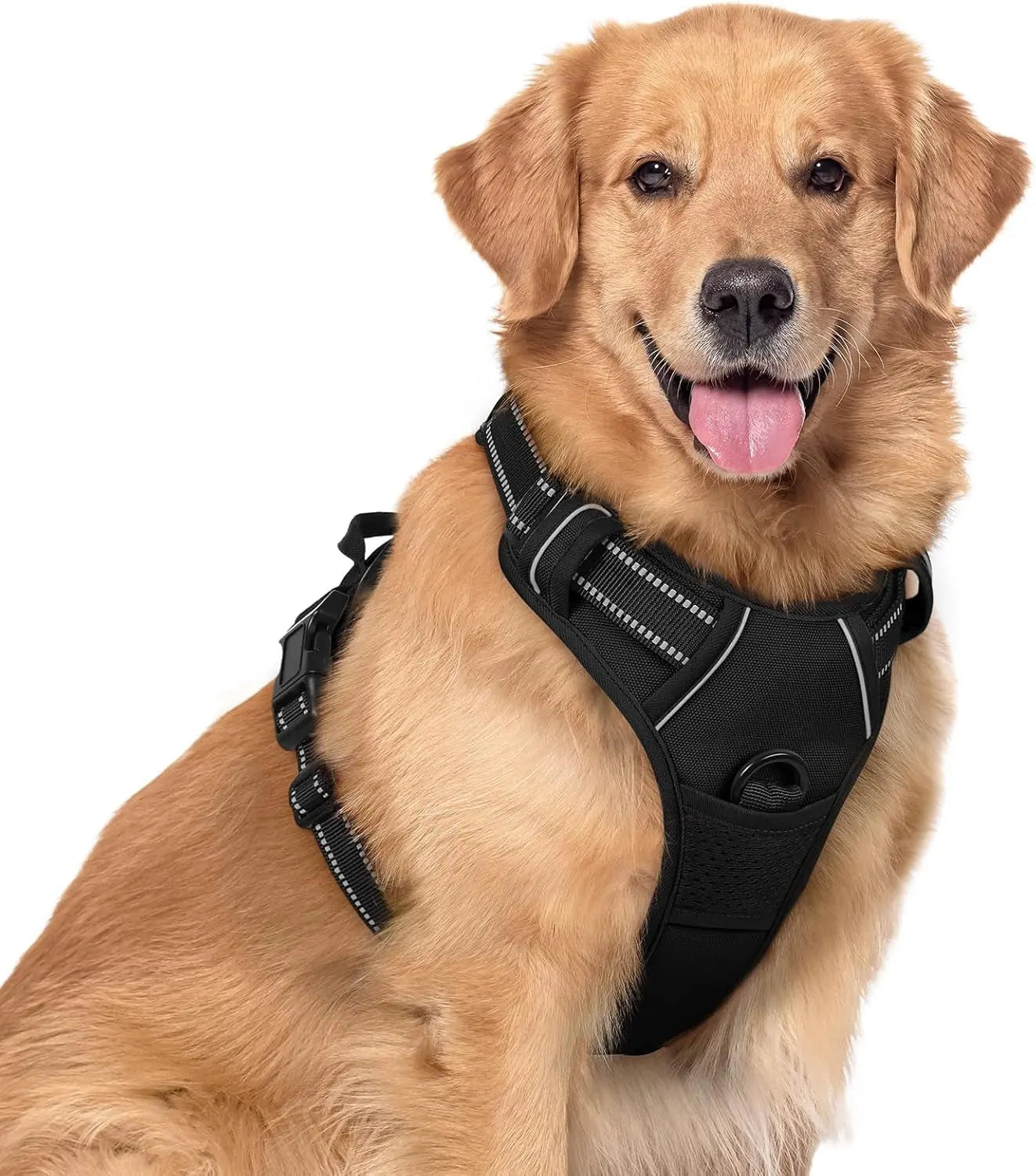 GLOBEGOU CO.,LTD Rabbitgoo Large Dog Harness No Pull Adjustable Soft Padded Vest Reflective Oxford Material Red Plaid Dual Leash Clips - Animals & Pet Supplies > Pet Supplies > Pet Collars & Harnesses Dog
