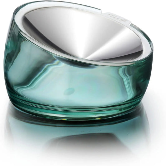 Felli Oblik Elevated Cat Food Bowl - 304 Stainless Steel Removable Dish with Anti-Vomiting and Whisker Fatigue Features, 15° Tilted Non-Slip Stand, Classic Design (0.5 Cup) Felli