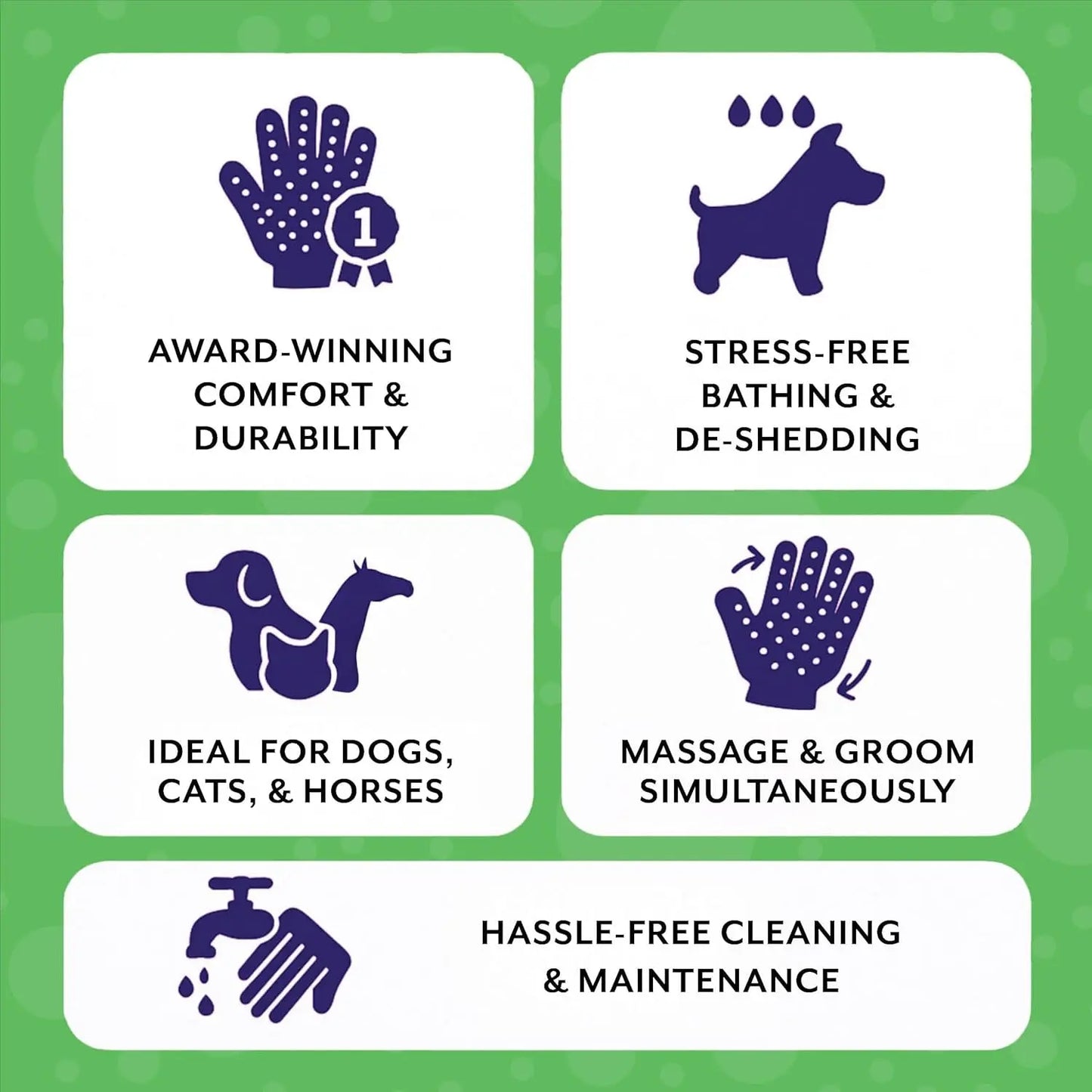 H HANDSON Pet Grooming Gloves - Patented #1 Ranked, Award Winning Shedding, Bathing, & Hair Remover Gloves - Gentle Brush for Cats, Dogs, and Horses (Grey, Large) HANDS ON EQUINE LLC