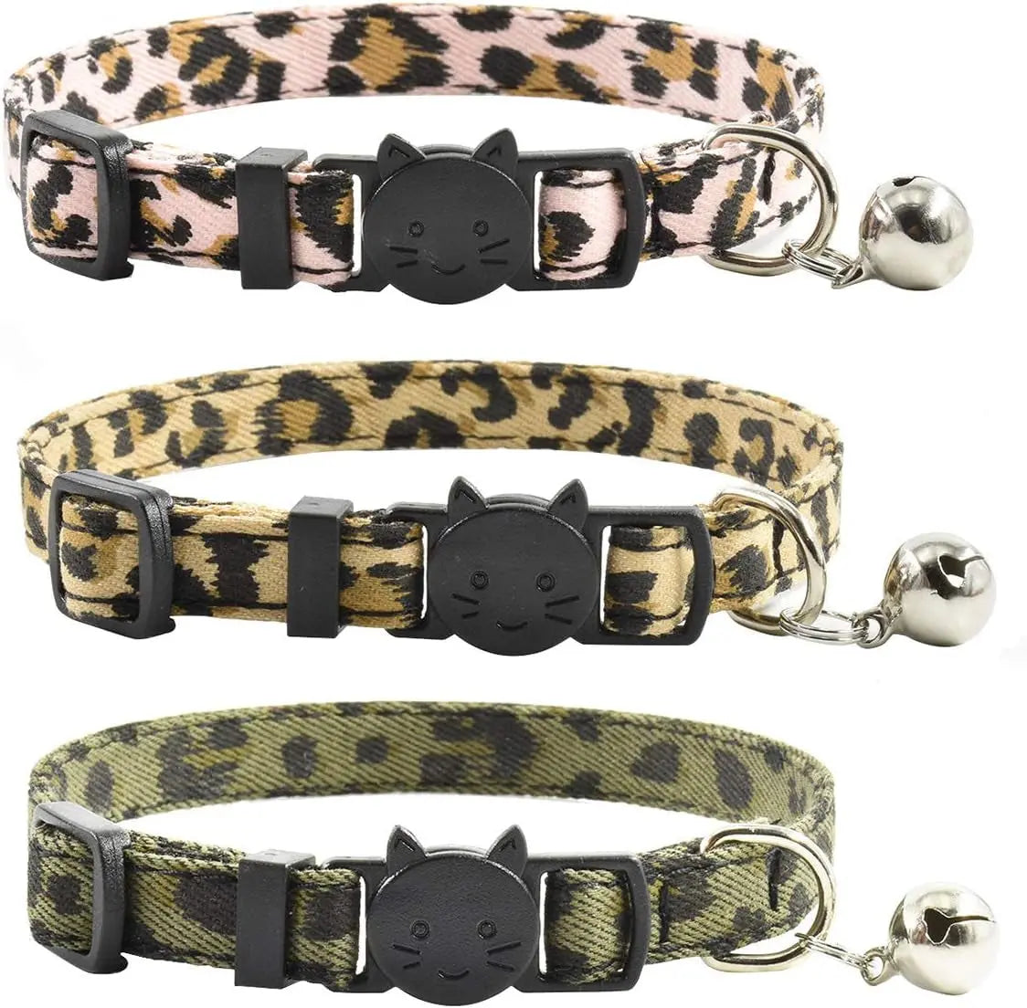 Durable Breakaway Cat Collars with Bell - Set of 3 Adjustable Safety Collars for Kittens and Puppies (7.5-11 inches, Green, Cyan, Black) xpangle