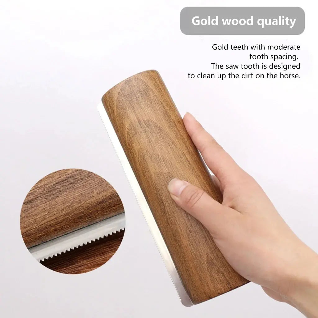 Ergonomic Wooden Handle Horse Shedding Brush - Effective Pet Hair Removal Tool for Horses and More HPDDIN