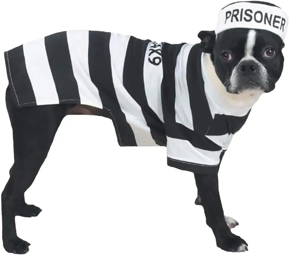 PetEdge Dealer Services* Stylish Prison Pooch Costume For Medium Dogs Black And White Halloween Outfit For Trick Or Treating - Animals & Pet Supplies > Pet Supplies > Pet Apparel > Pet Costumes Dog