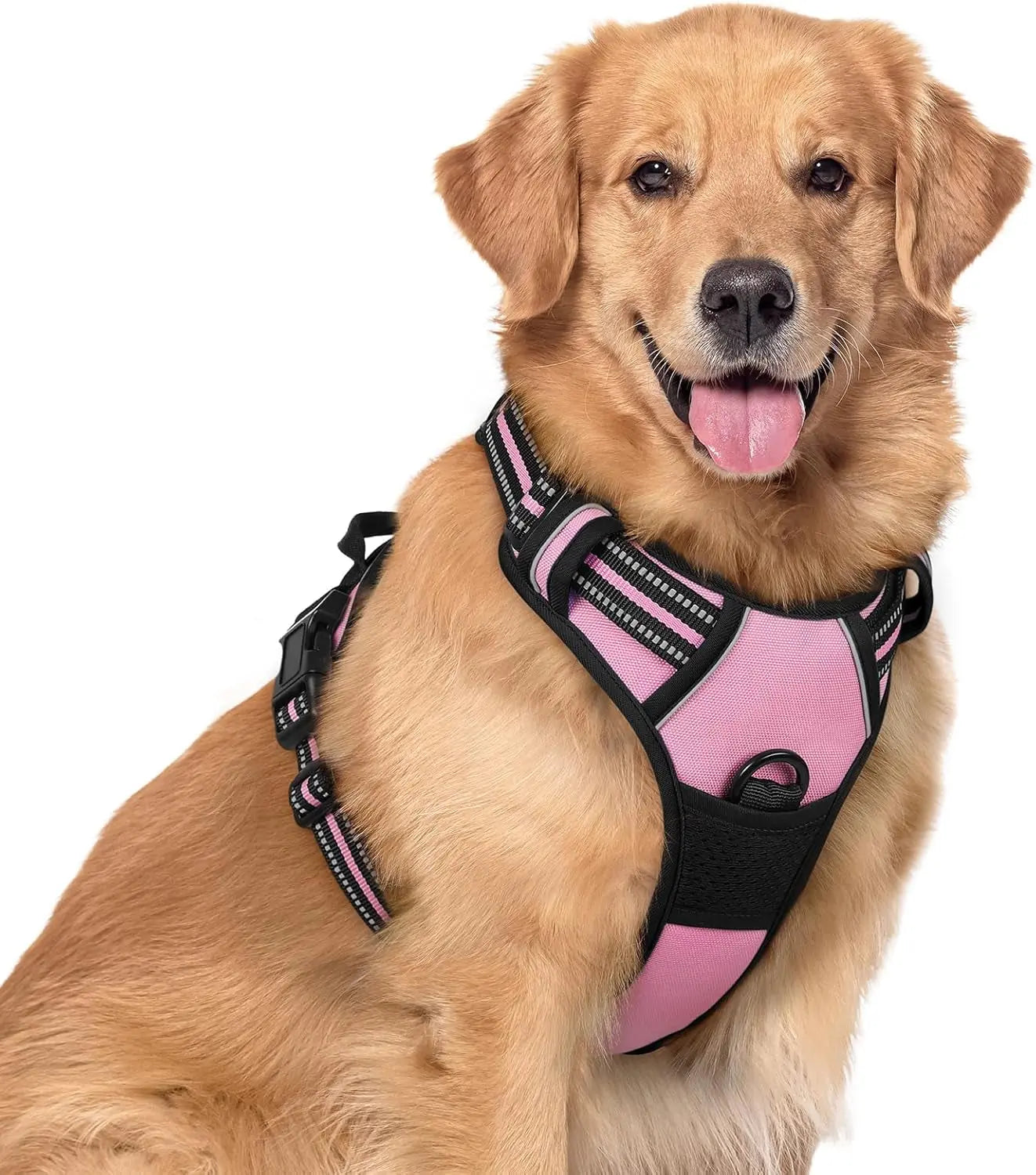 GLOBEGOU CO.,LTD Rabbitgoo Large Dog Harness No Pull Adjustable Soft Padded Vest Reflective Oxford Material Red Plaid Dual Leash Clips - Animals & Pet Supplies > Pet Supplies > Pet Collars & Harnesses Dog