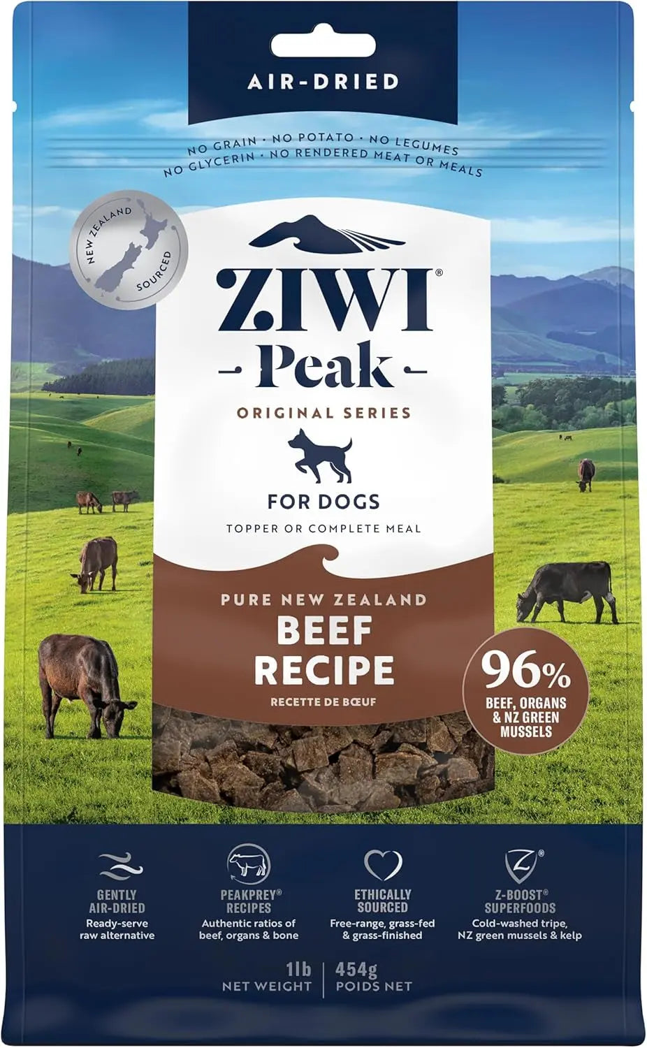 Peak Air-Dried Dog Food – Beef - All Natural, High Protein, Grain Free, Limited Ingredient W/ Superfoods (16Oz) Excel Pets
