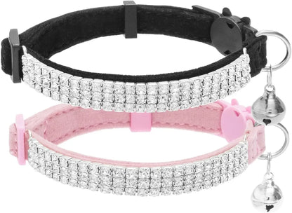 EXPAWLORER Expawlorer Soft Velvet Breakaway Cat Collar With Rhinestones Adjustable Nine To Twelve Inches - Animals & Pet Supplies > Pet Supplies > Pet Collars & Harnesses > Breakaway & Safety Collars cat