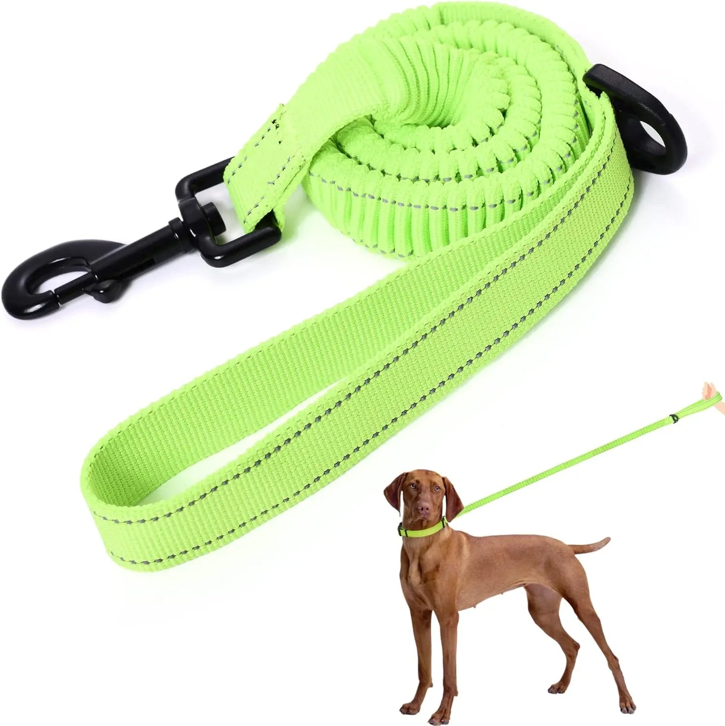 Mile High Life Bungee Dog Leash - Gentle Pull Training Lead with Soft Comfort Texture, 3-5 Feet Length for Dogs and Cats Under 20 lbs (Lime/Pink) Universal Promotions