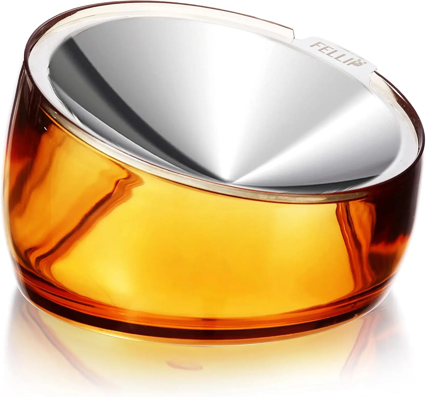 Felli Oblik Elevated Cat Food Bowl - 304 Stainless Steel Removable Dish with Anti-Vomiting and Whisker Fatigue Features, 15° Tilted Non-Slip Stand, Classic Design (0.5 Cup) Felli