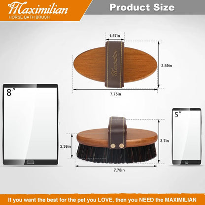 MAXIMILIAN Maximilian Handmade Stiff Body Premium Horse Brush For Professional Grooming And Effortless Mud Sweat Dirt Removal - Sporting Goods > Outdoor Recreation > Equestrian > Horse Care > Horse Grooming > Horse Grooming Combs, Brushes & Mitts Equine