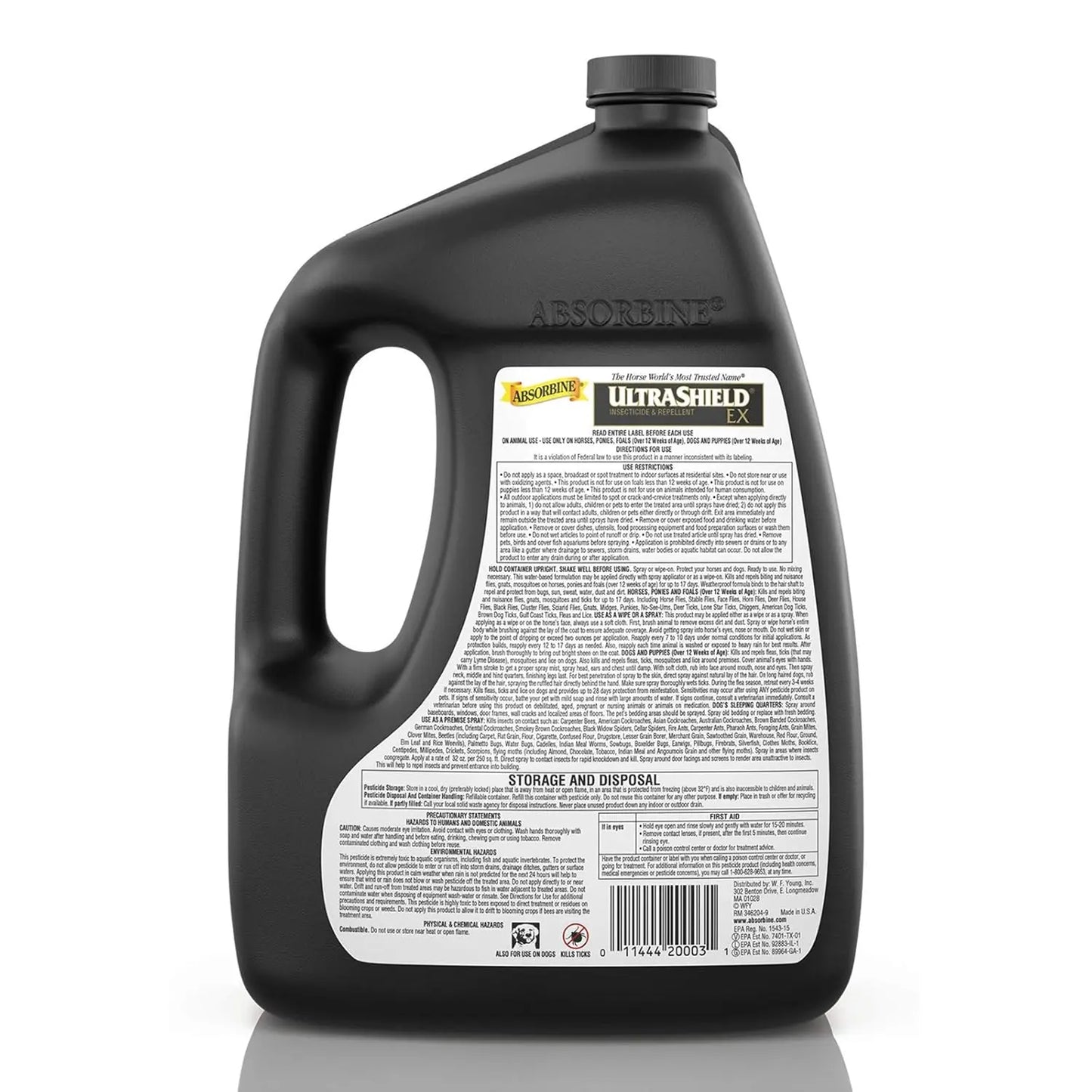 Absorbine UltraShield EX 128oz Insecticide: Advanced Fly, Mosquito, Tick, Flea, and Lice Control for Horses and Dogs W.F. YOUNG, INC.