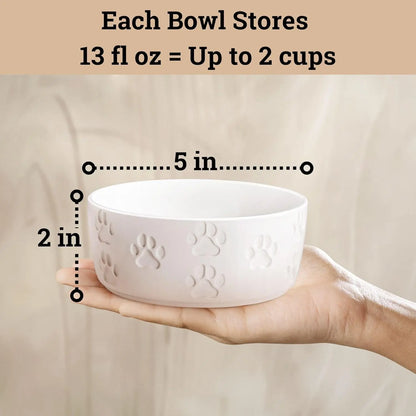 HB Design Co. Stylish and Functional Ceramic Dog Bowl Set of 2 for Small Dogs, 5 Inch Round Bowls with 2 Cup Capacity - Animals & Pet Supplies > Pet Supplies > Pet Bowls, Feeders & Waterers > Bowls Dog