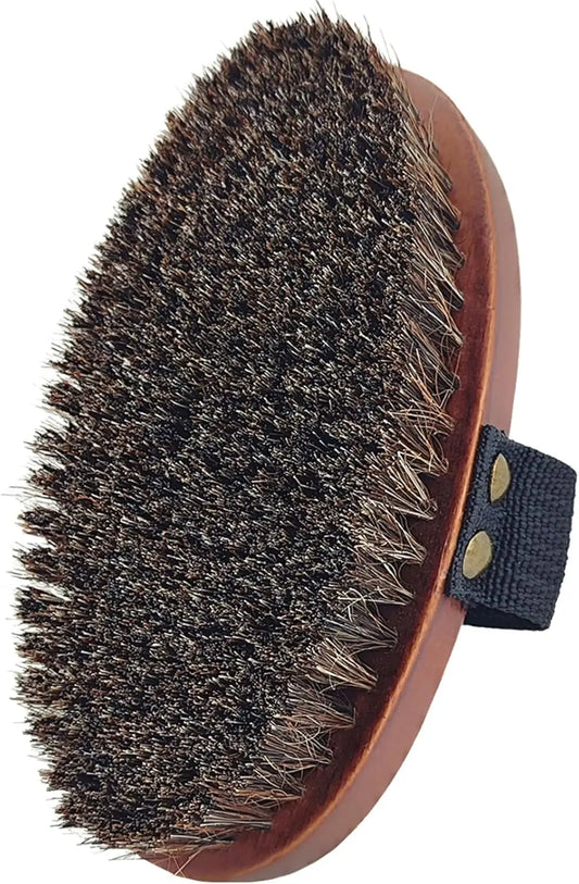 YIOYOODA Dry Brushing Body Brush - Natural Horsehair Exfoliating Bath Brush with Ergonomic Wooden Handle for Enhanced Skin Health and Lymphatic Support YIOYOODA