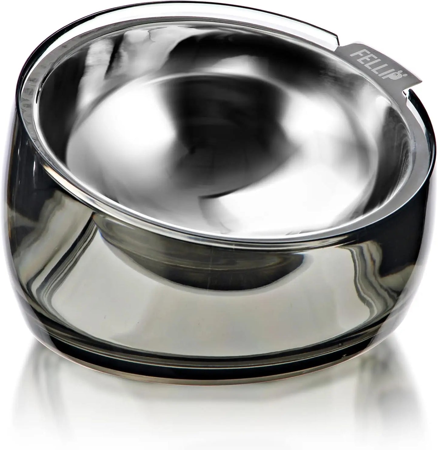 Felli Oblik Elevated Cat Food Bowl - 304 Stainless Steel Removable Dish with Anti-Vomiting and Whisker Fatigue Features, 15° Tilted Non-Slip Stand, Classic Design (0.5 Cup) Felli