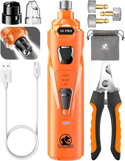 Shenzhen Sanqi Technology Co., Ltd LOPSIC Whisper Quiet Dog Nail Grinder Rechargeable Trimmer With 2 LED Lights And 3 Grinding Wheels For Safe Nail Care - Animals & Pet Supplies > Pet Supplies > Pet Grooming Supplies Dog