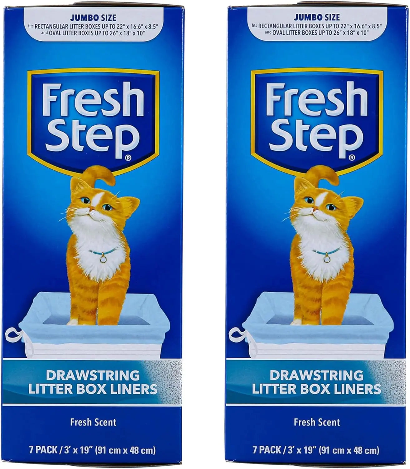 Fresh Step Drawstring Cat Litter Box Liners, Fresh Scent, Size Large,2.5"X17" - 7 Count | Kitty Litter Bags, Cat Litter Liners for All Cats to Keep Your Home Clean Fetch for Pets