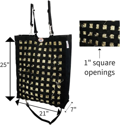 Paris Tack Premium Slow Feed Horse Hay Bag Holds 2 To 3 Flakes With 1.75 Inch Square Openings For Timothy Orchard Alfalfa - Sporting Goods > Outdoor Recreation > Equestrian > Horse Care > Horse Feed Equine