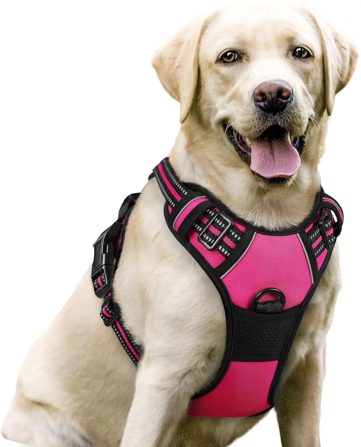 GLOBEGOU CO.,LTD Rabbitgoo Large Dog Harness No Pull Adjustable Soft Padded Vest Reflective Oxford Material Red Plaid Dual Leash Clips - Animals & Pet Supplies > Pet Supplies > Pet Collars & Harnesses Dog