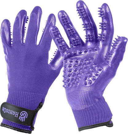 HANDS ON EQUINE LLC Handson Pet Grooming Gloves For Dogs Cats Horses Gentle Bristles Hair Removal Massaging Bathing Award Winning - Animals & Pet Supplies > Pet Supplies > Pet Grooming Supplies > Pet Combs & Brushes > Gloves Equine