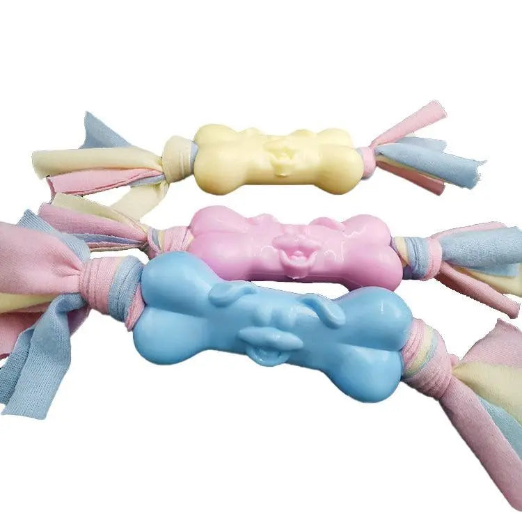 Molar Pawz - Interactive Dog Bone Cotton Cloth Strips For Stress Relief And Teeth Cleaning Dog Hugs Cat