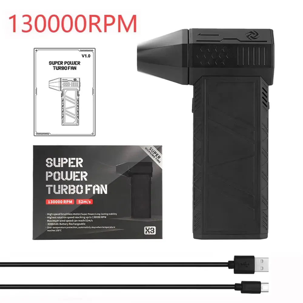 Caer Mini Turbo Jet Fan: High-Performance Electric Air Duster with Adjustable 3-Speed Settings and 130,000 RPM for Efficient Car and Computer Cleaning caer