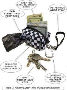 poopyCUTE Poopycute Checkered Dog Poop Bag Dispenser And Treat Pouch By Fydelity PoopyCUTE On The Go Pet Accessory - Animals & Pet Supplies > Pet Supplies > Pet Waste Bag Dispensers & Holders Dog
