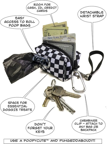 poopyCUTE Poopycute Checkered Dog Poop Bag Dispenser And Treat Pouch By Fydelity PoopyCUTE On The Go Pet Accessory - Animals & Pet Supplies > Pet Supplies > Pet Waste Bag Dispensers & Holders Dog