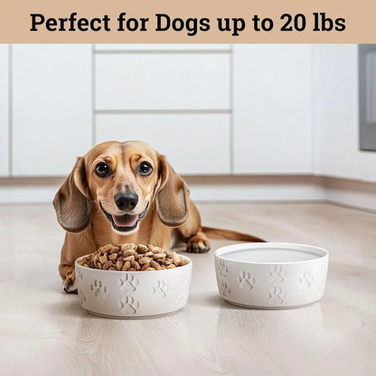 HB Design Co. Stylish and Functional Ceramic Dog Bowl Set of 2 for Small Dogs, 5 Inch Round Bowls with 2 Cup Capacity - Animals & Pet Supplies > Pet Supplies > Pet Bowls, Feeders & Waterers > Bowls Dog