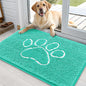 OLANLY OLANLY Ultra Absorbent Chenille Door Mat For Pets 24x16 Inches Non Slip Washable Entryway Mat Beige Paw Print Design - Animals & Pet Supplies > Pet Supplies