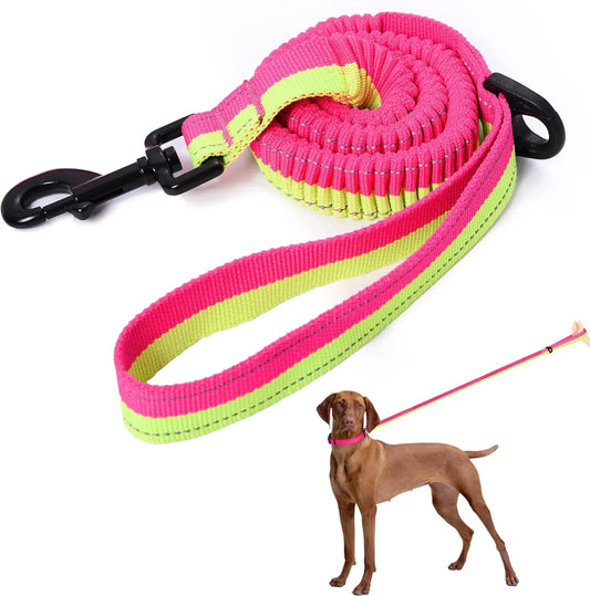 Mile High Life Bungee Dog Leash - Gentle Pull Training Lead with Soft Comfort Texture, 3-5 Feet Length for Dogs and Cats Under 20 lbs (Lime/Pink) Universal Promotions