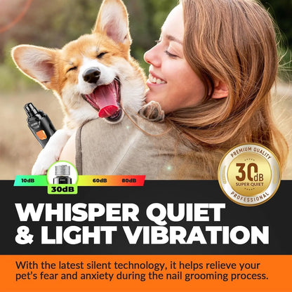 Shenzhen Sanqi Technology Co., Ltd LOPSIC Whisper Quiet Dog Nail Grinder Rechargeable Trimmer With 2 LED Lights And 3 Grinding Wheels For Safe Nail Care - Animals & Pet Supplies > Pet Supplies > Pet Grooming Supplies Dog