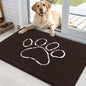 OLANLY OLANLY Ultra Absorbent Chenille Door Mat For Pets 24x16 Inches Non Slip Washable Entryway Mat Beige Paw Print Design - Animals & Pet Supplies > Pet Supplies