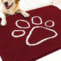 OLANLY OLANLY Ultra Absorbent Chenille Door Mat For Pets 24x16 Inches Non Slip Washable Entryway Mat Beige Paw Print Design - Animals & Pet Supplies > Pet Supplies