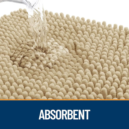 OLANLY OLANLY Ultra Absorbent Chenille Door Mat For Pets 24x16 Inches Non Slip Washable Entryway Mat Beige Paw Print Design - Animals & Pet Supplies > Pet Supplies