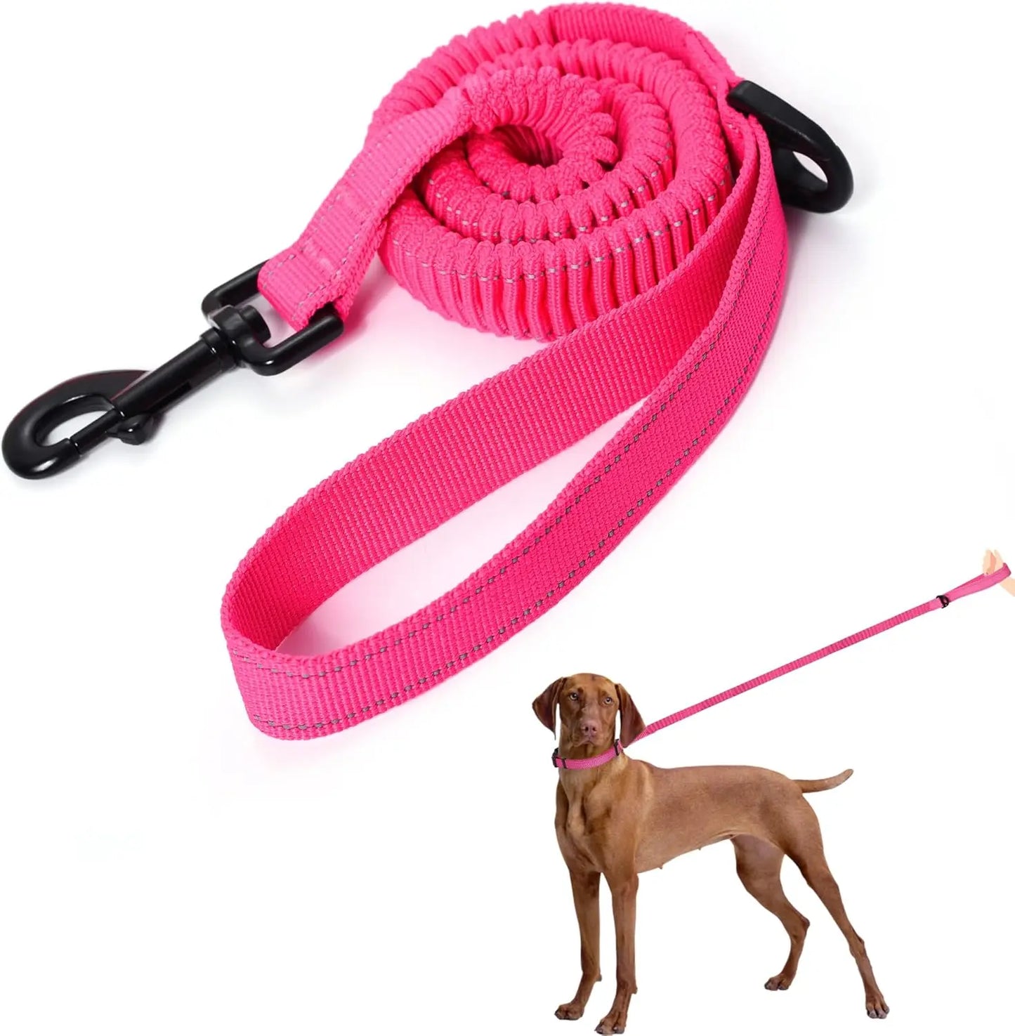 Mile High Life Bungee Dog Leash - Gentle Pull Training Lead with Soft Comfort Texture, 3-5 Feet Length for Dogs and Cats Under 20 lbs (Lime/Pink) Universal Promotions
