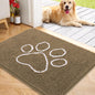 OLANLY OLANLY Ultra Absorbent Chenille Door Mat For Pets 24x16 Inches Non Slip Washable Entryway Mat Beige Paw Print Design - Animals & Pet Supplies > Pet Supplies