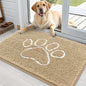 OLANLY OLANLY Ultra Absorbent Chenille Door Mat For Pets 24x16 Inches Non Slip Washable Entryway Mat Beige Paw Print Design - Animals & Pet Supplies > Pet Supplies