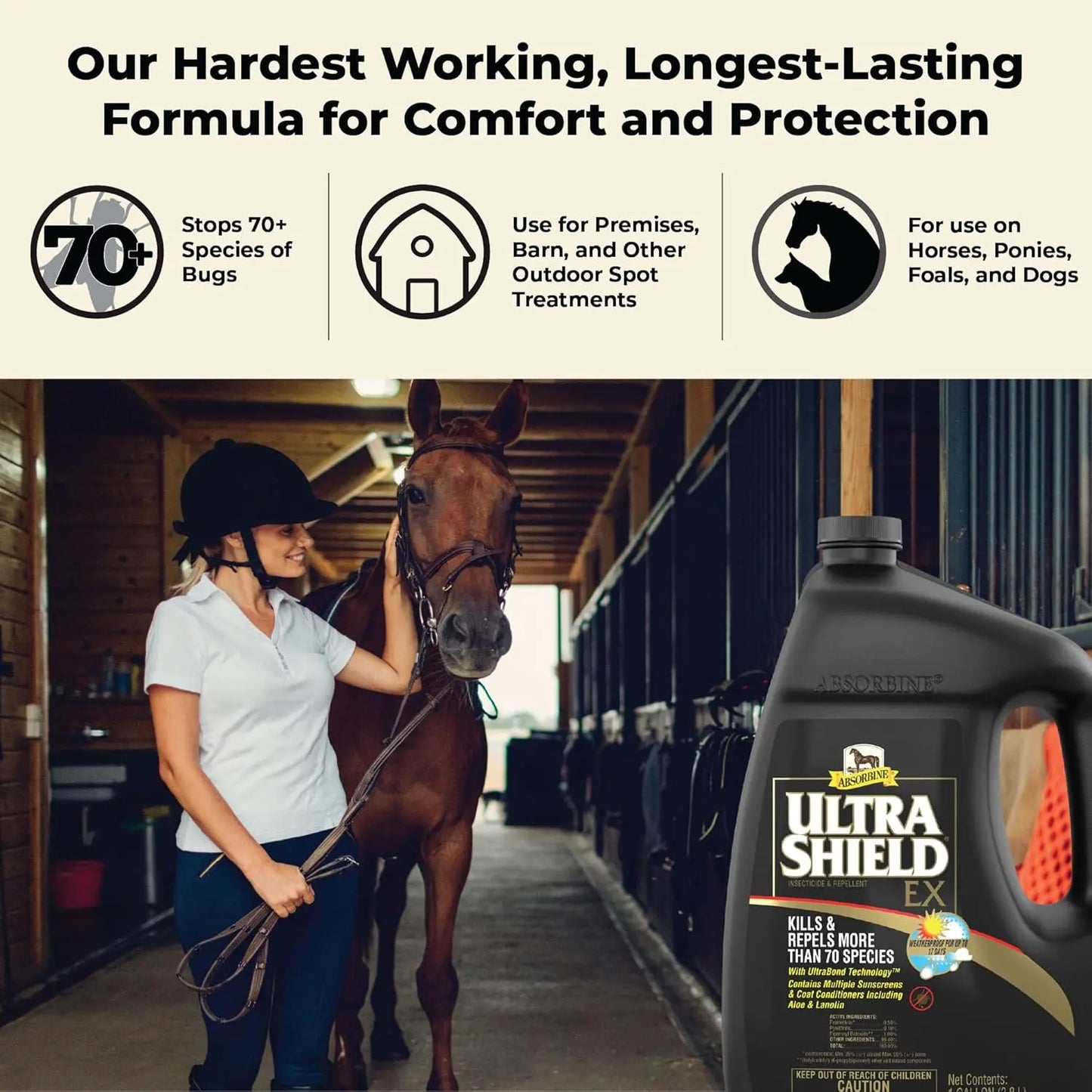 Absorbine UltraShield EX 128oz Insecticide: Advanced Fly, Mosquito, Tick, Flea, and Lice Control for Horses and Dogs W.F. YOUNG, INC.