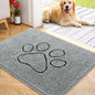 OLANLY OLANLY Ultra Absorbent Chenille Door Mat For Pets 24x16 Inches Non Slip Washable Entryway Mat Beige Paw Print Design - Animals & Pet Supplies > Pet Supplies