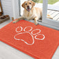OLANLY OLANLY Ultra Absorbent Chenille Door Mat For Pets 24x16 Inches Non Slip Washable Entryway Mat Beige Paw Print Design - Animals & Pet Supplies > Pet Supplies