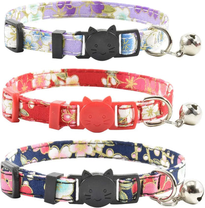 xpangle Triple Pack Adjustable Breakaway Cat Collars With Bells For Safe Comfortable Active Cats In Colorful Styles - Animals & Pet Supplies > Pet Supplies > Pet Collars & Harnesses > Breakaway & Safety Collars cat