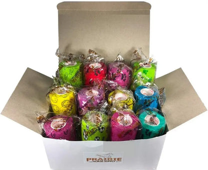 Prairie Horse Supply Bulk Pack 4 Inch Veterinary Wrap Tape Prairie Horse Self Adhesive Vet Wrap With Colorful Designs 5 Yard Roll - Animals & Pet Supplies > Pet Supplies > Pet Medical Tape & Bandages Equine