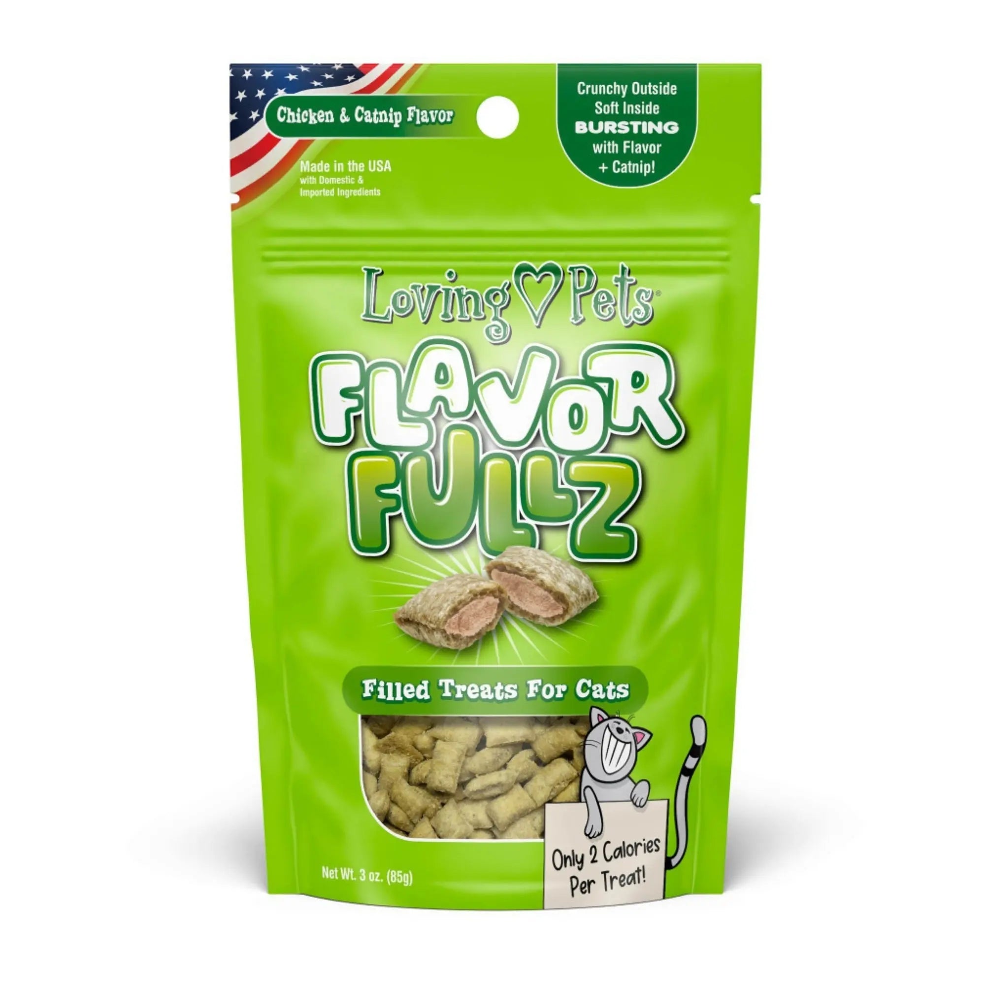 Loving Pets Loving Pets Flavorfullz Filled Cat Treats Chicken Catnip 3 Oz USA Made Crunchy Outside Soft Center - Animals & Pet Supplies > Pet Supplies > Cat Supplies > Cat Treats cat