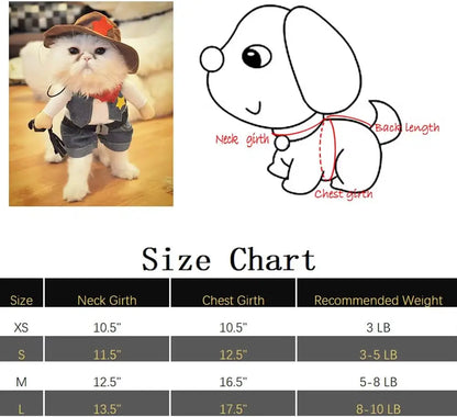 YOUSE Funny Pet Cowboy Costume For Small Dogs And Cats Halloween Cosplay Outfit Cute Pet Clothes - Animals & Pet Supplies > Pet Supplies > Pet Apparel > Pet Costumes Dog