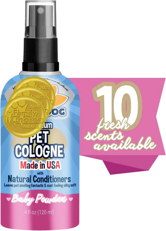 Bodhi Dog Natural Dog Cologne - Refreshing Baby Powder Scented Deodorizing Spray & Conditioner for Dogs and Cats - Safe, Gentle Formula for All Pets - 4 Fl Oz Made in USA Bodhi Dog