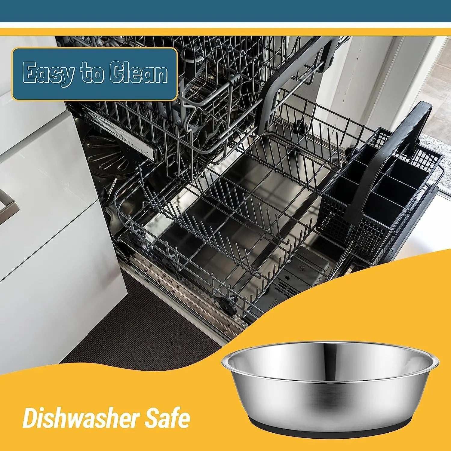 PEGGY11 Lightweight Stainless Steel Cat Bowls - 3 Cup, 2 Pack FUTONG